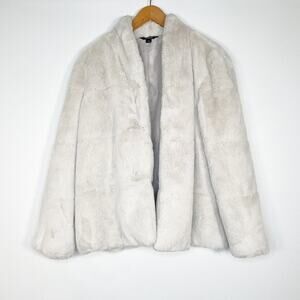 Simply Vera Wang Soft Plush Seamed Faux Fur Dress Coat Jacket Beige Cream
